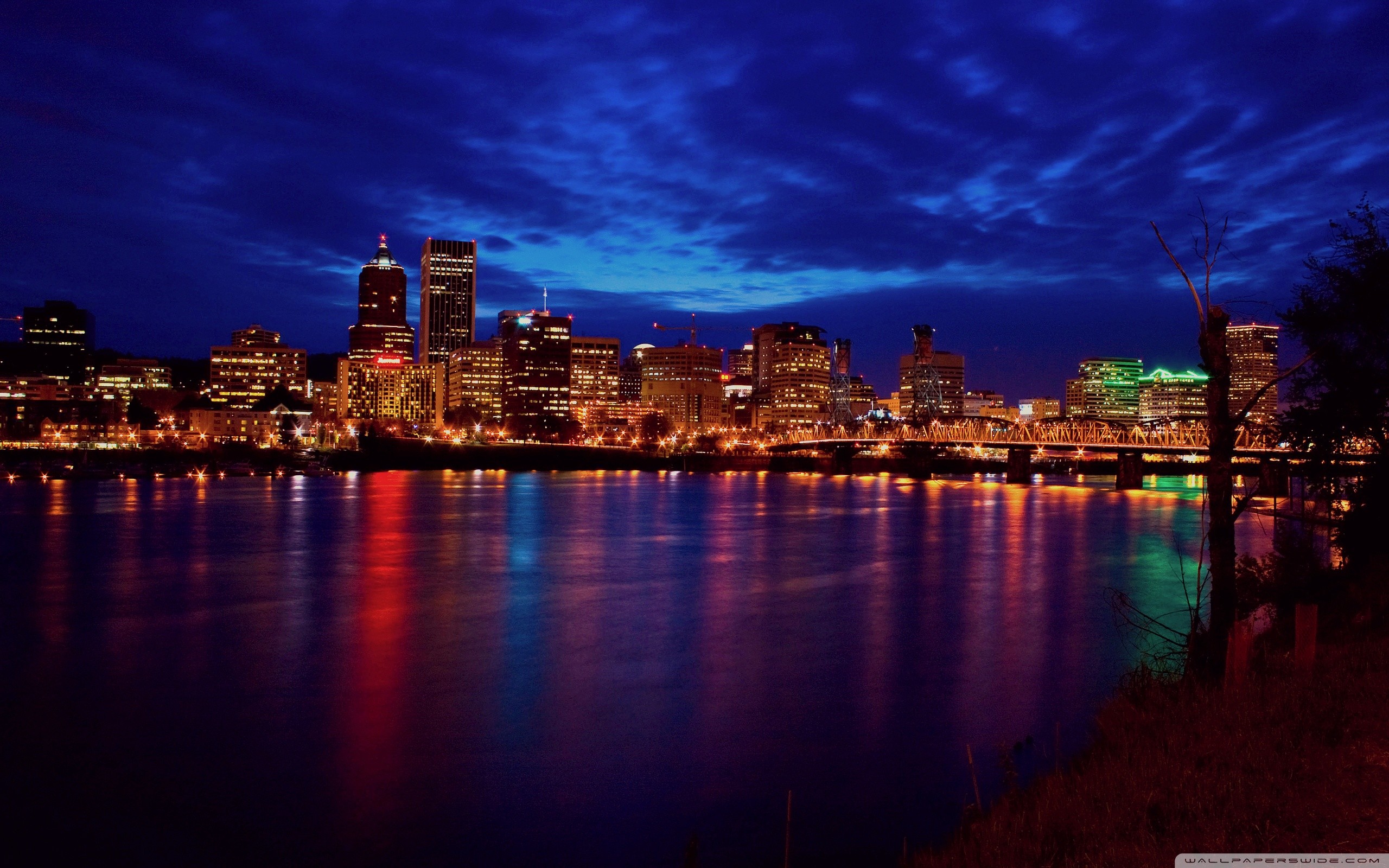 City Buildings At Night HD Wallpaper F