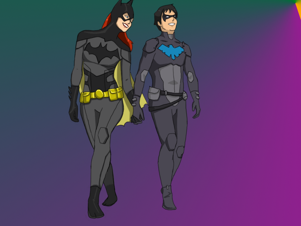 Nightwing And Batgirl by queenmeisterladymeis