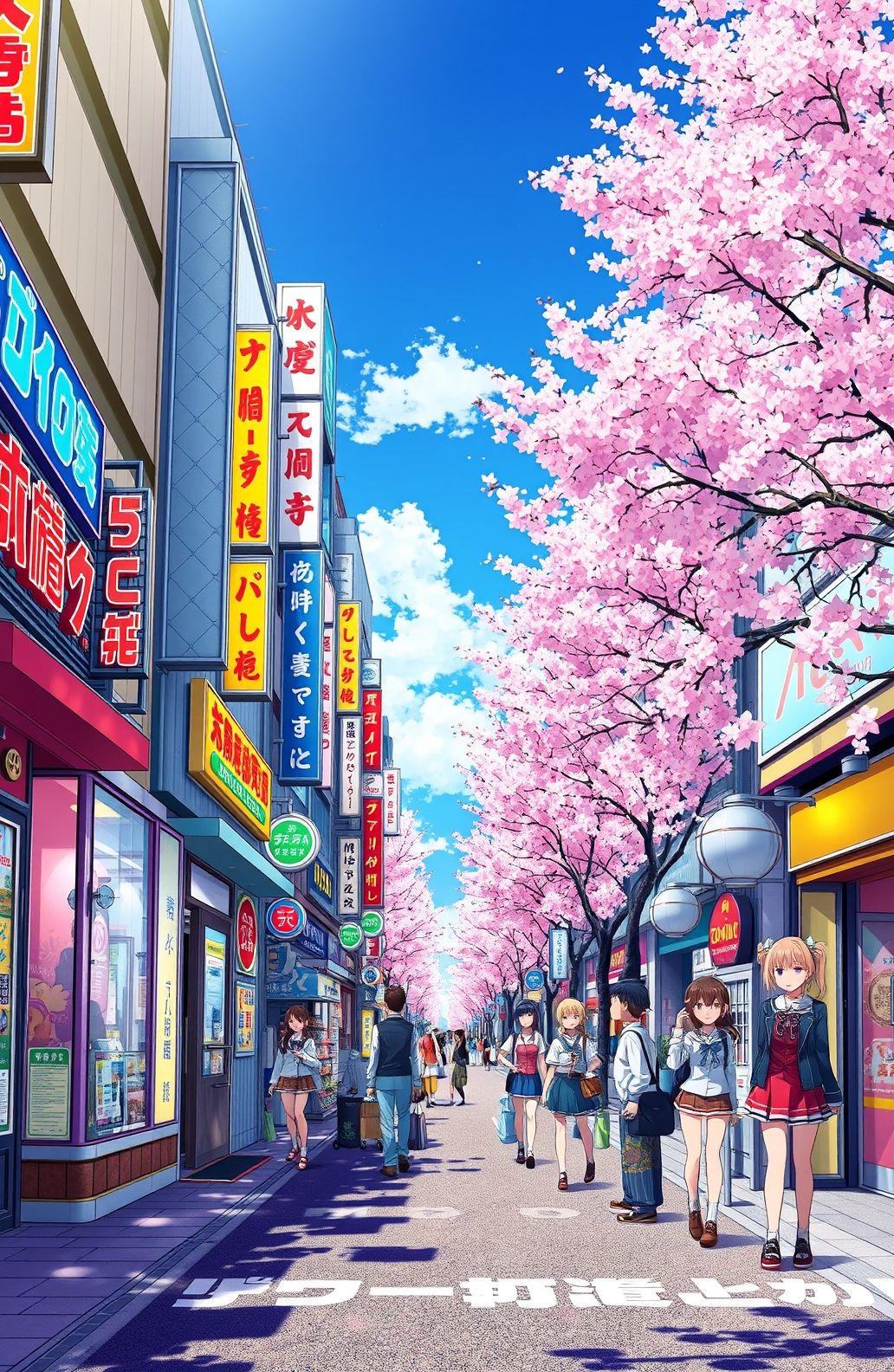 Japanese Anime Street 1080p Wallpaper