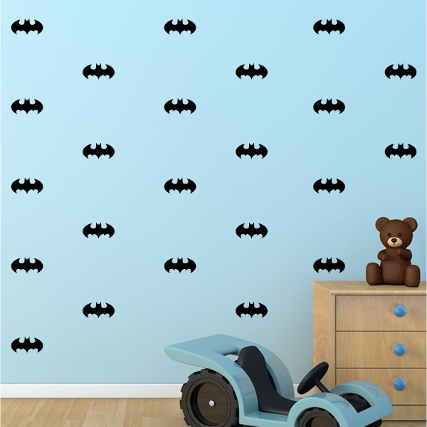 Mini Batman Wall Decals Faux Wallpaper Pattern Vivid
