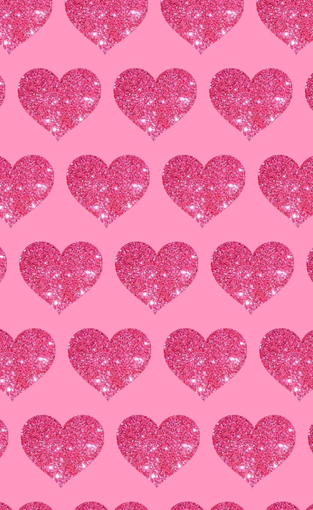 Glitter Pink Hearts Wallpaper
