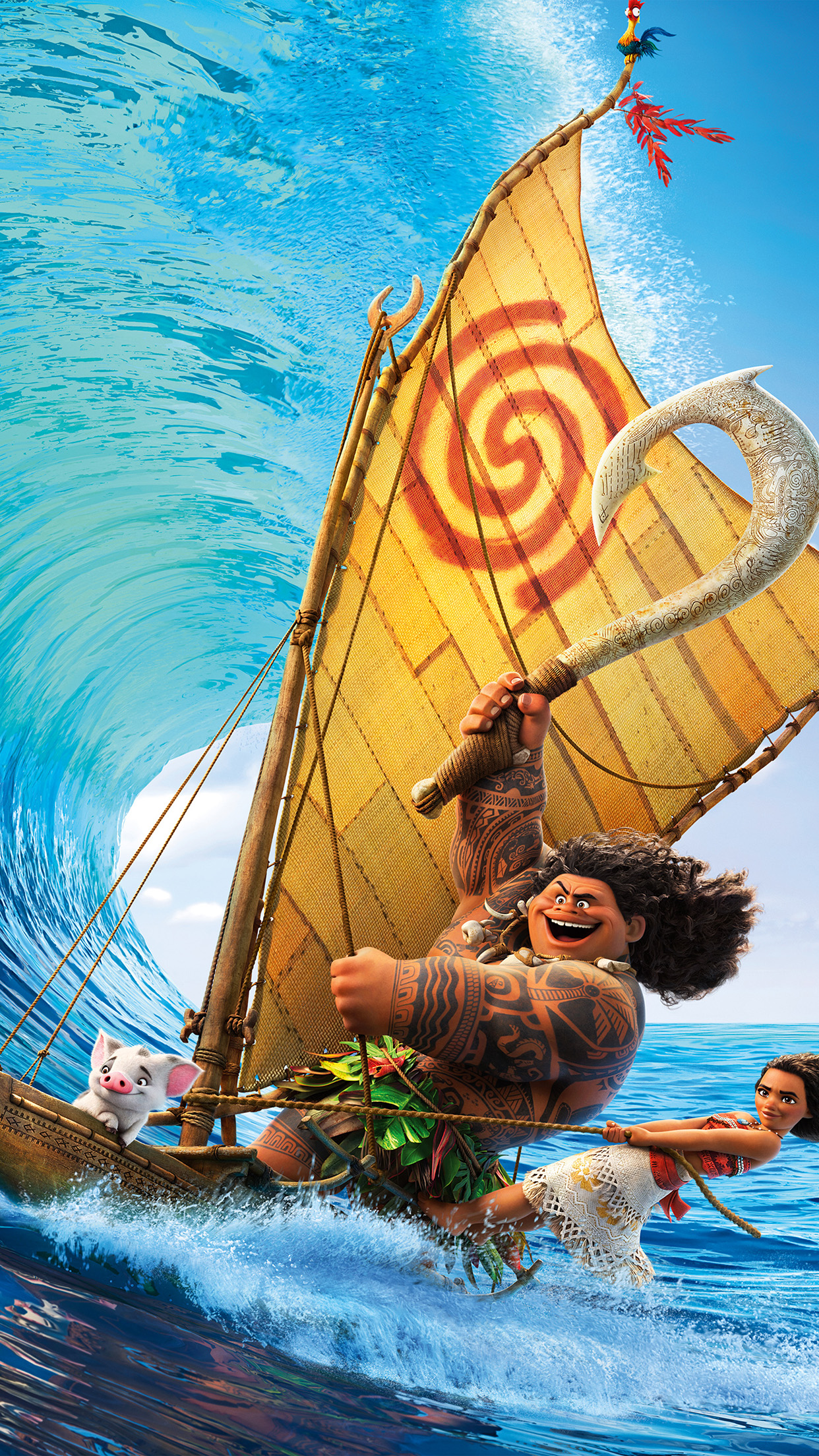 Surf Moana Disney Film Anime Illustration Art Android Wallpaper