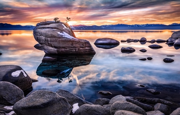 Wallpaper Lake Landscape Rock Rocks Tahoe