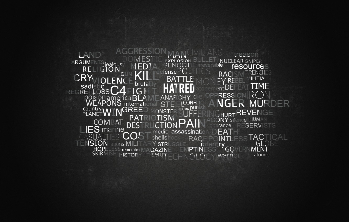 Wallpaper Death War Black Hatred Pain Words Lie