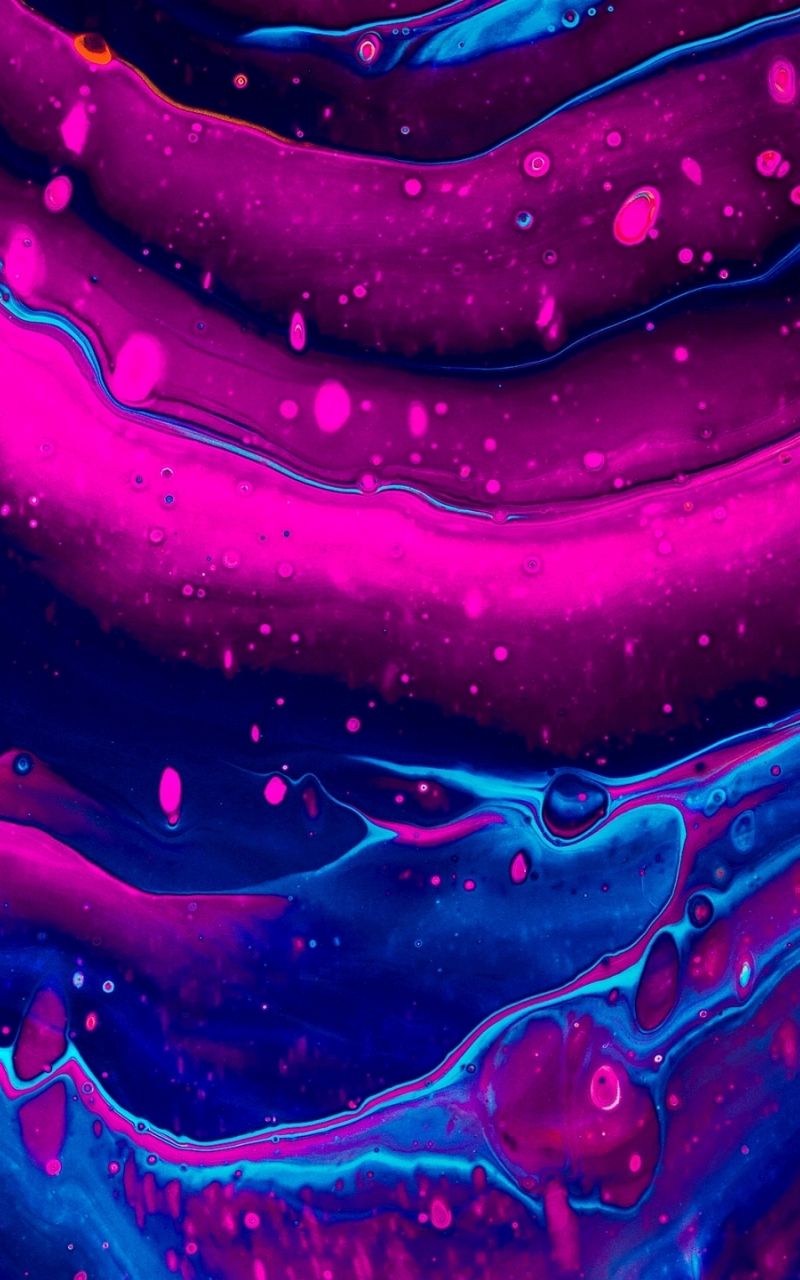 Liquid Flow Abstract Art Pink Blue Wallpaper