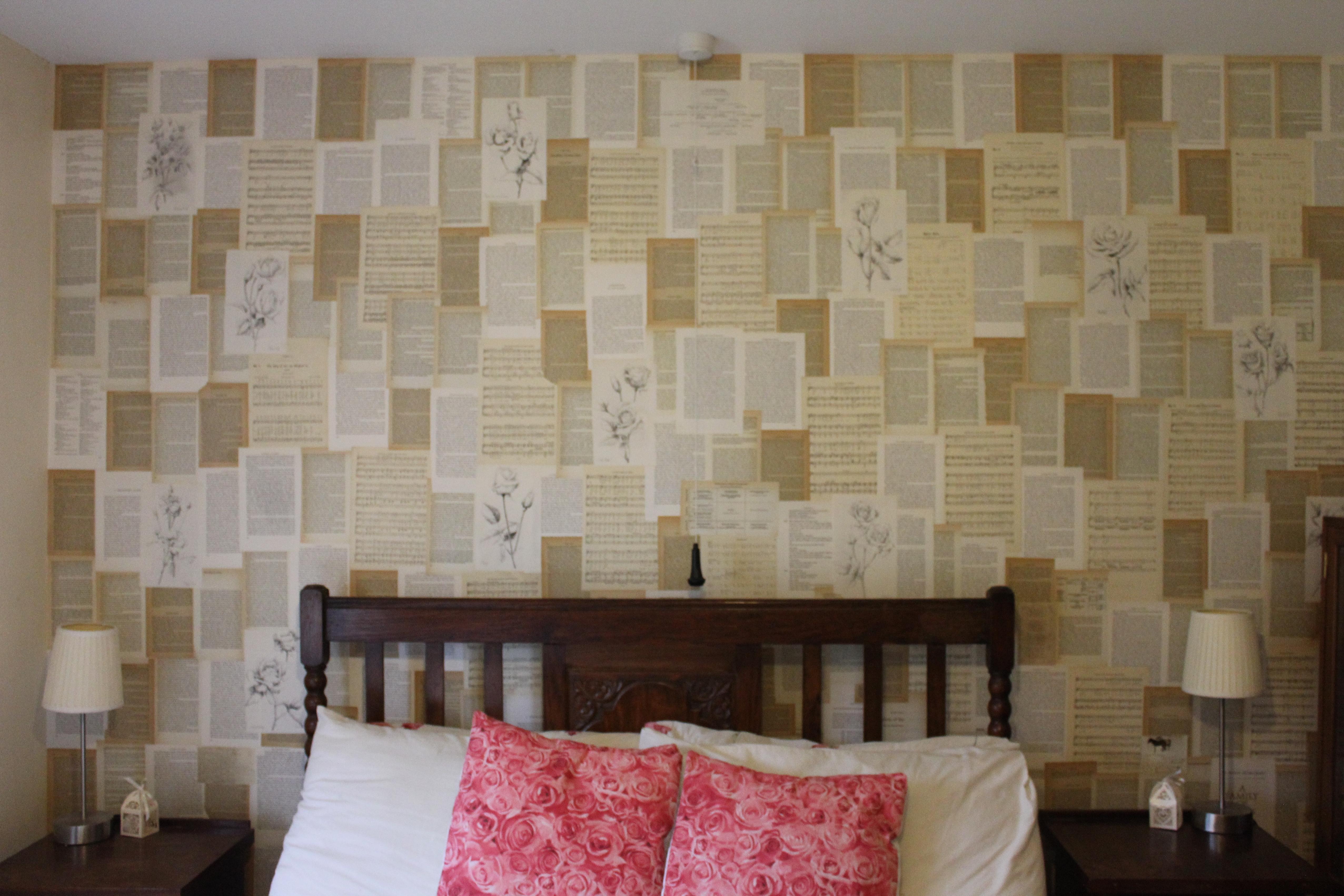 Diy Wallpaper For Bedroom Makeover Using S From Old Books And