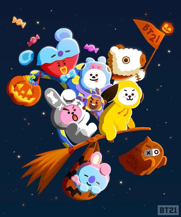 Mika On Bt21 Bts Halloween Chibi Wallpaper