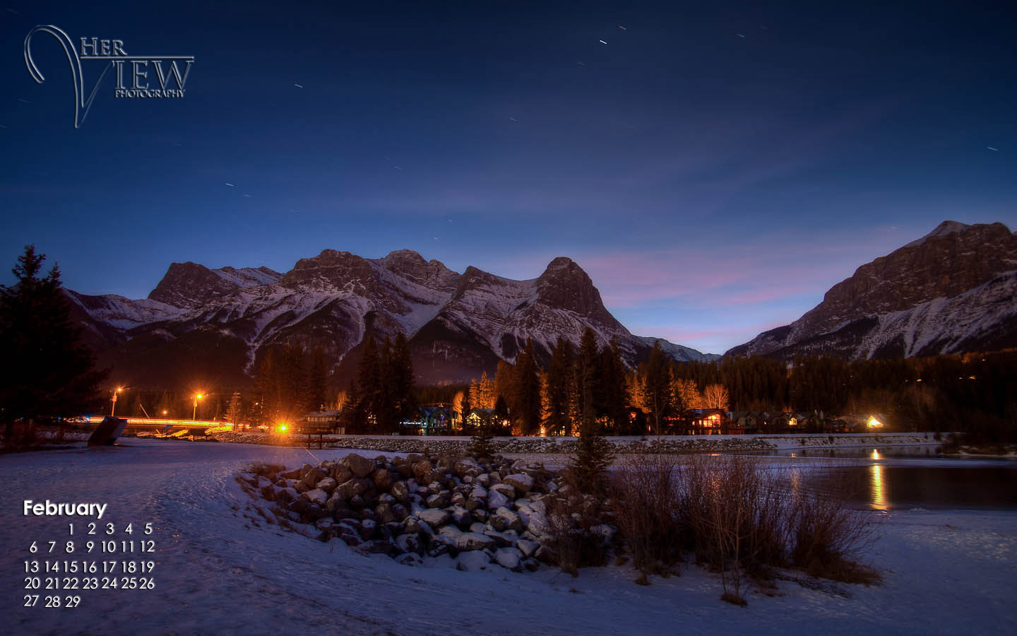 Wallpaper Winter HDr Of Alberta Rocky Mountains At Night