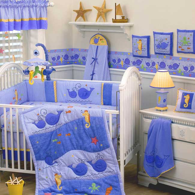 Whales Tales Piece Crib Set Under Lambs Ivy Bedding Whale S