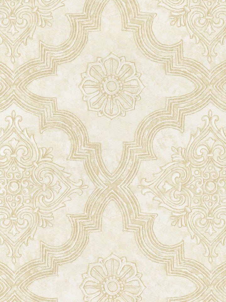 Interior Place Beige Classical Large Medallion Wallpaper