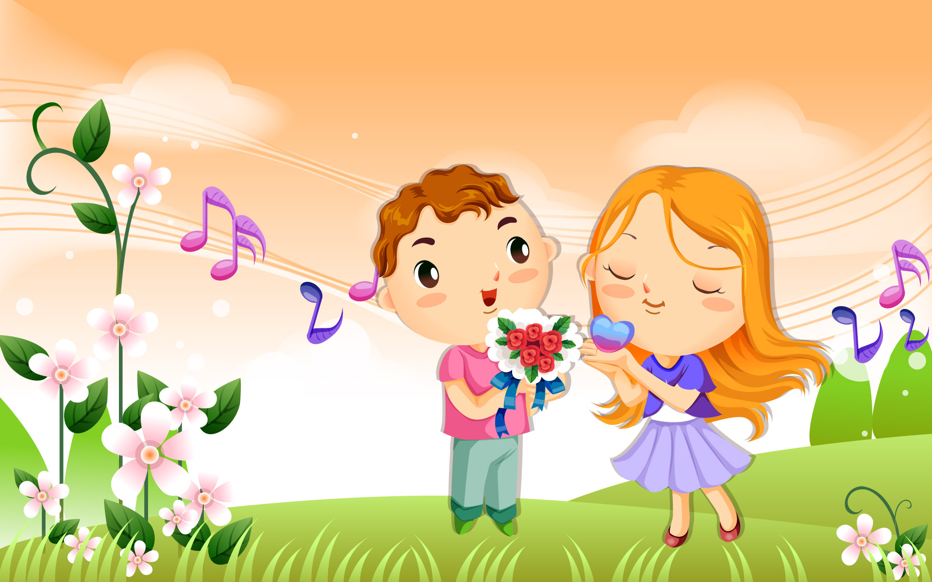 Love Cartoon Background Wallpaper