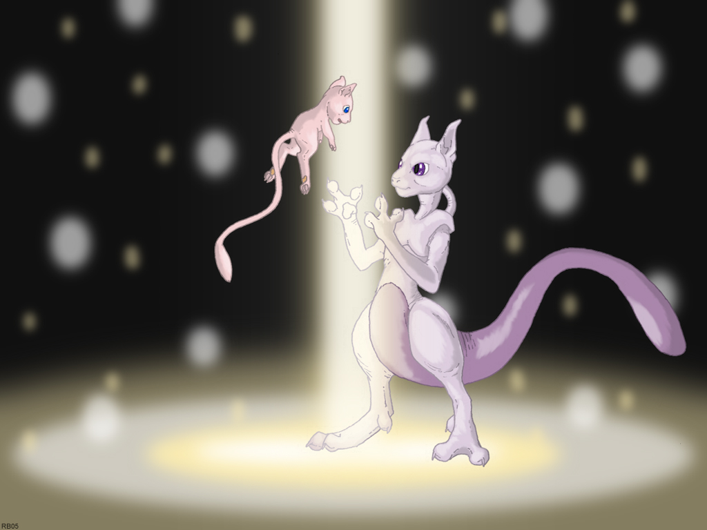 Mew And Mewtwo By Racieb