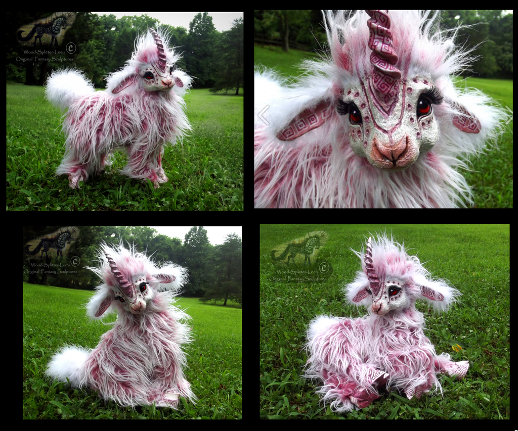  SOLD Hand Made Poseable Baby Cotton Candy Unicorn by Wood Splitter Lee