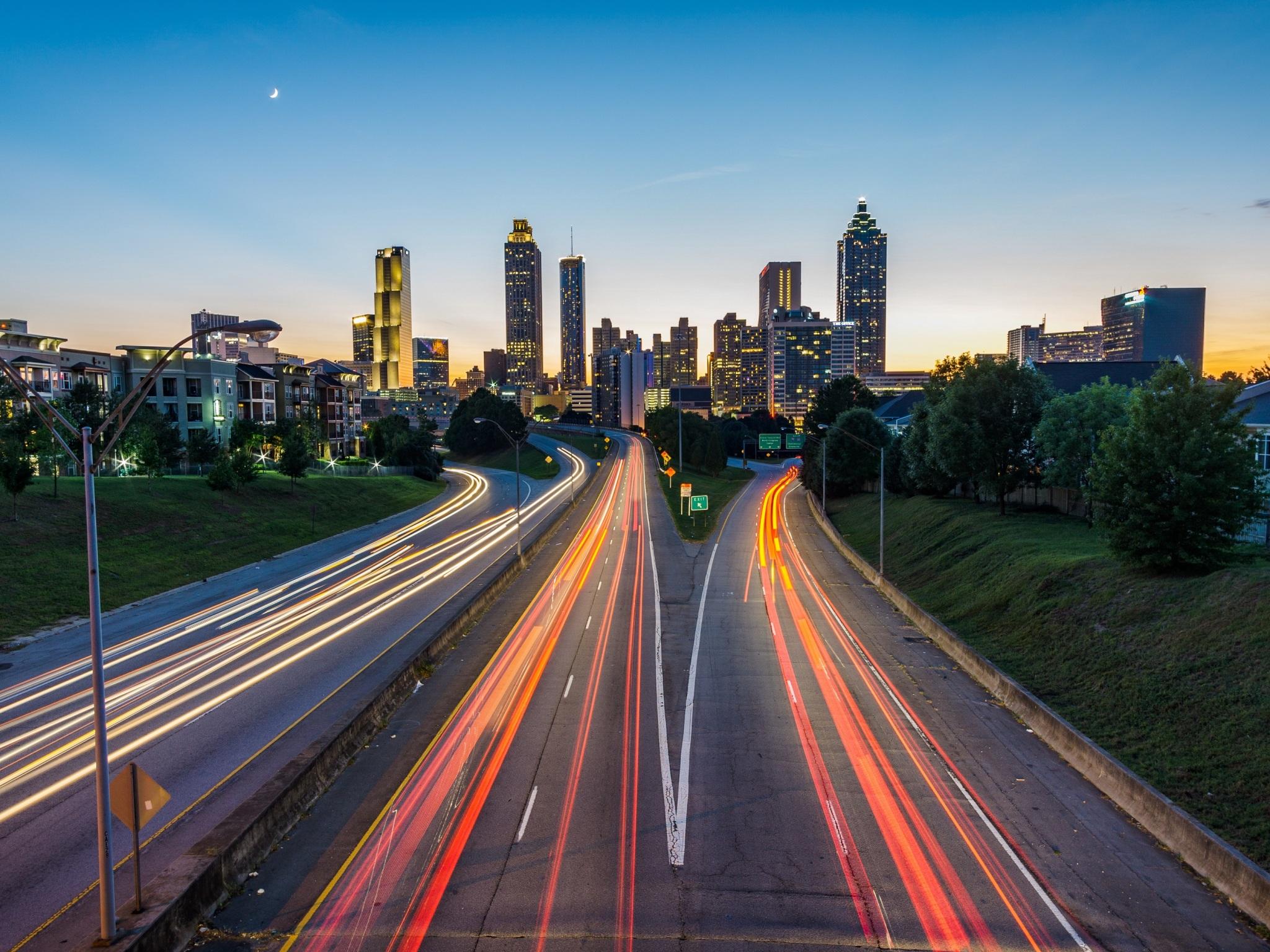 Wallpaper 4k Atlanta Usa Road Skyscrapers