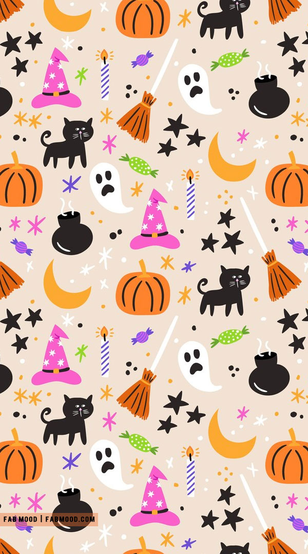 Cute Halloween Background For iPhone Wallpaper