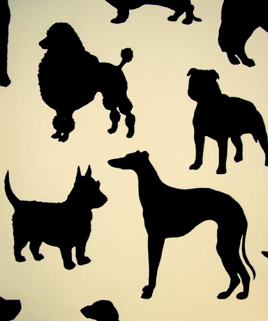 Flock Wallpaper Cream With Silouettes Of Dogs In Black
