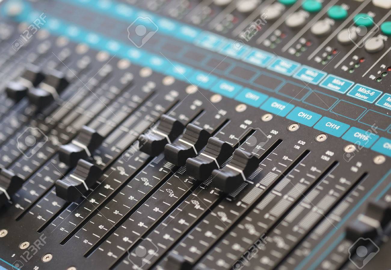 Switch Sound Controller Mixer Board Background Stock Photo