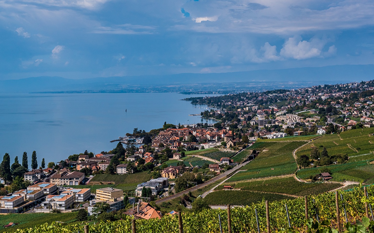 Desktop Wallpaper Switzerland Lake Geneva Coast Cities