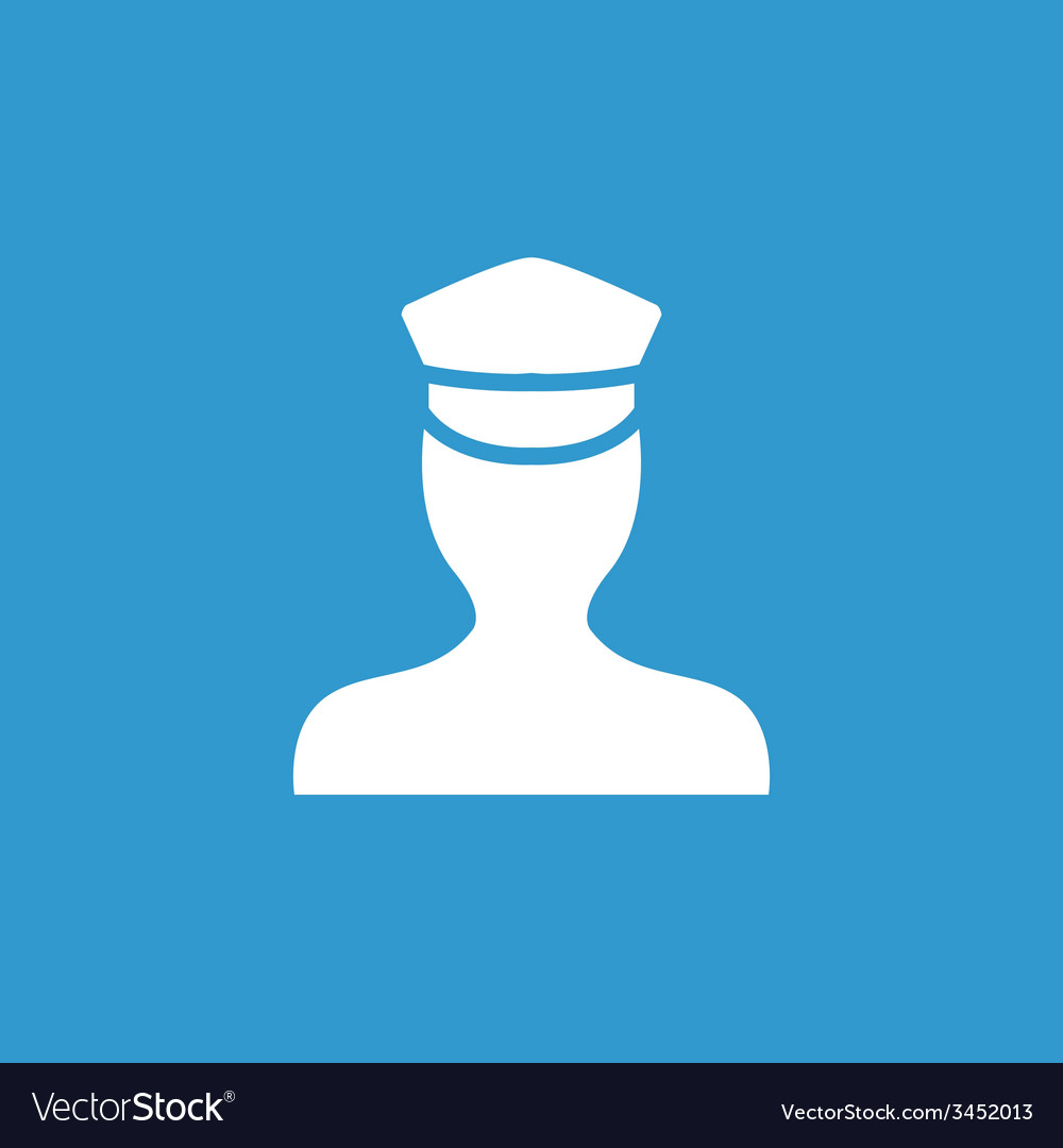 Policeman Icon White On The Blue Background Vector Image