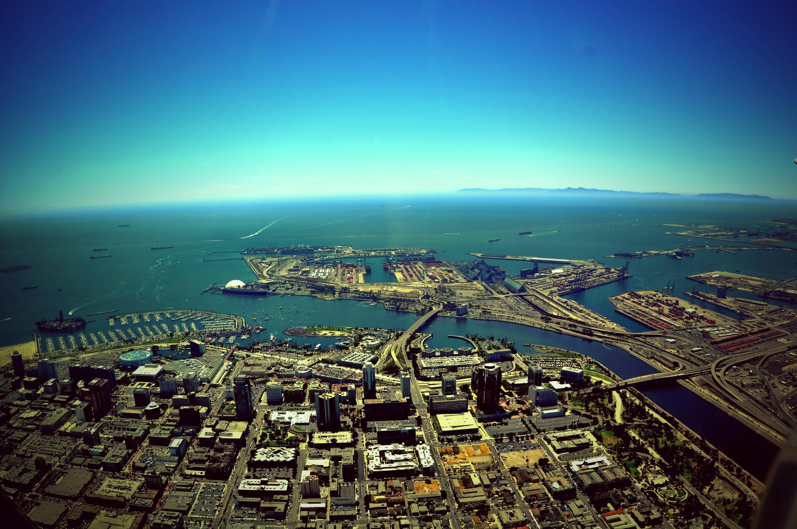 California Long Beach Aerial Photography Cityscapes Evening Best