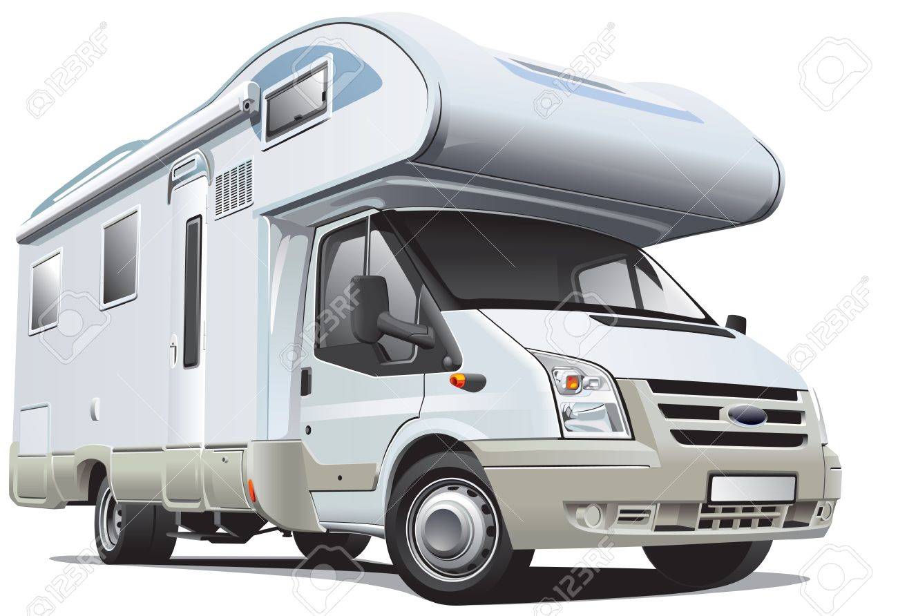 Detailed Image Of White Camper Isolated On Background