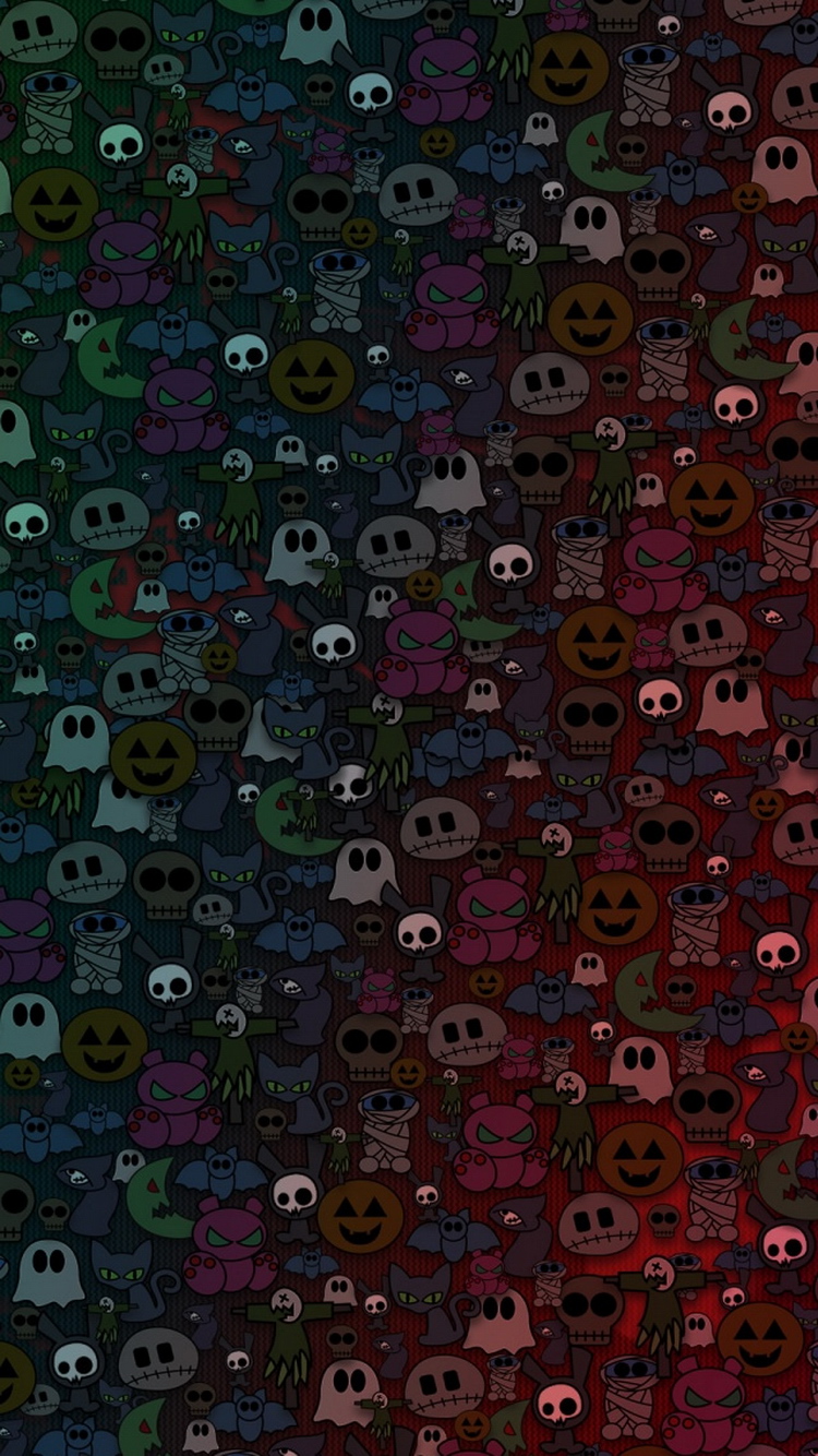 Cute Halloween Monsters Pattern iPhone Wallpaper Ipod HD