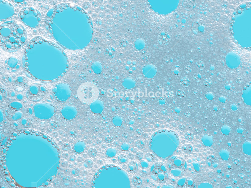Turquoise Froth Foamy Background Soap Detergent Bubbles On