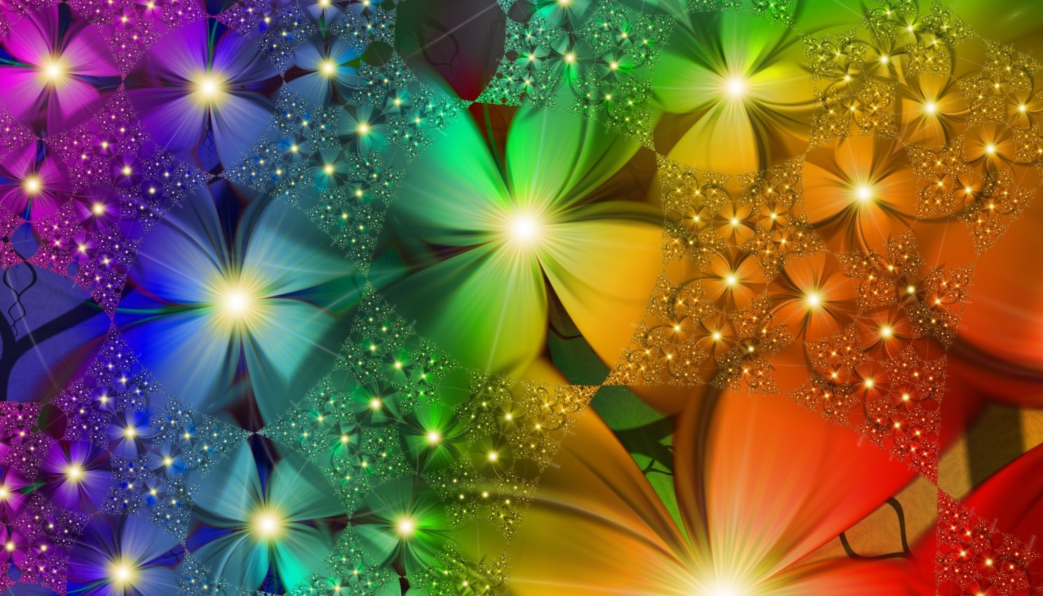 Rainbow Flowers desktop wallpaper