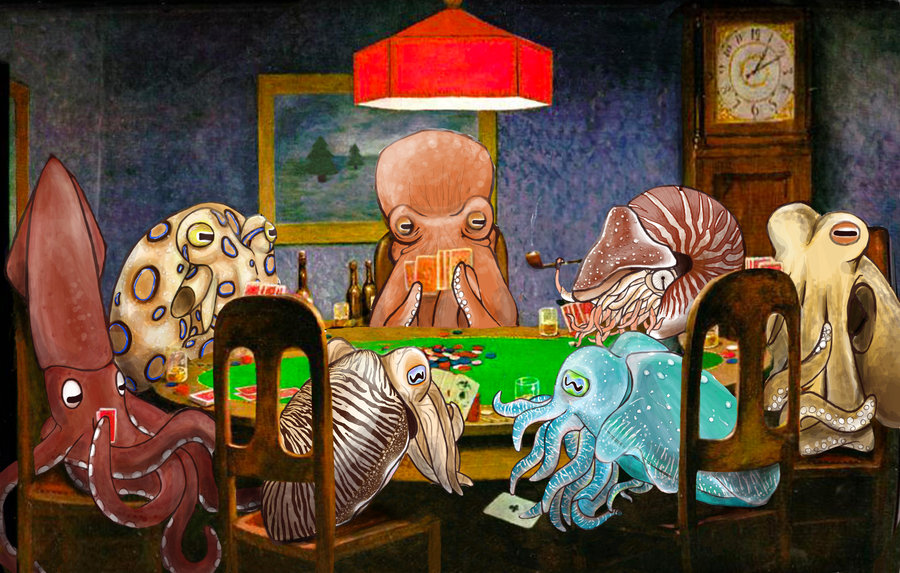 Dogs Playing Poker Wallpaper Cephalopods By