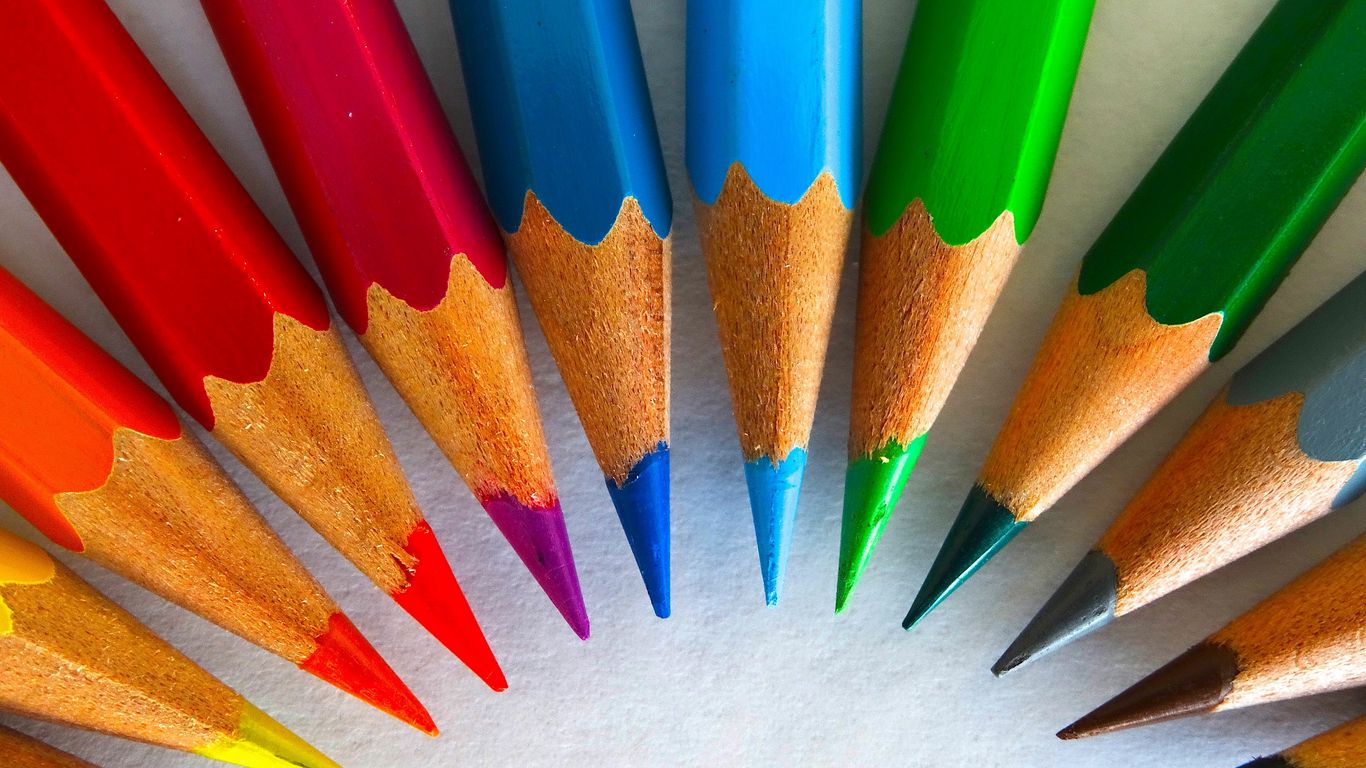 Wallpaper Colored Pencils Sharpened Rainbow