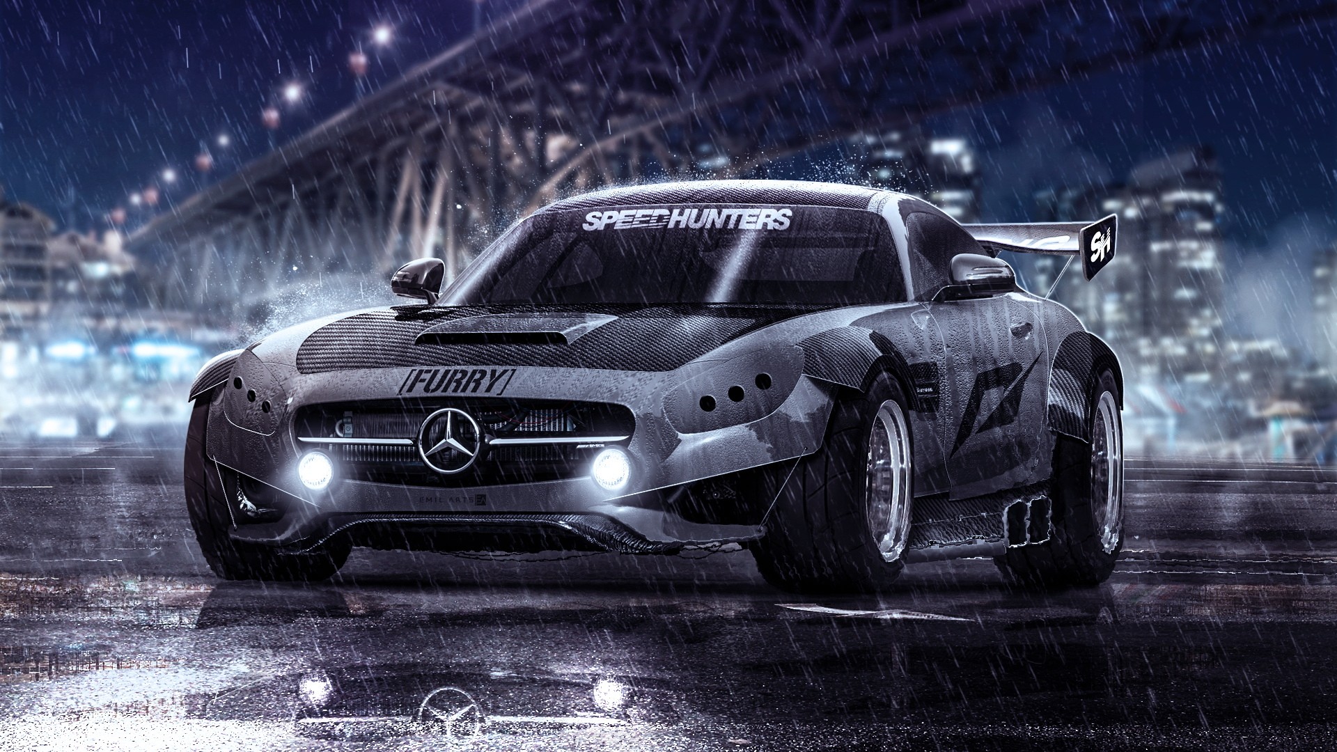 Mercedes Sls Speedhunters Car During Rain Wallpaper