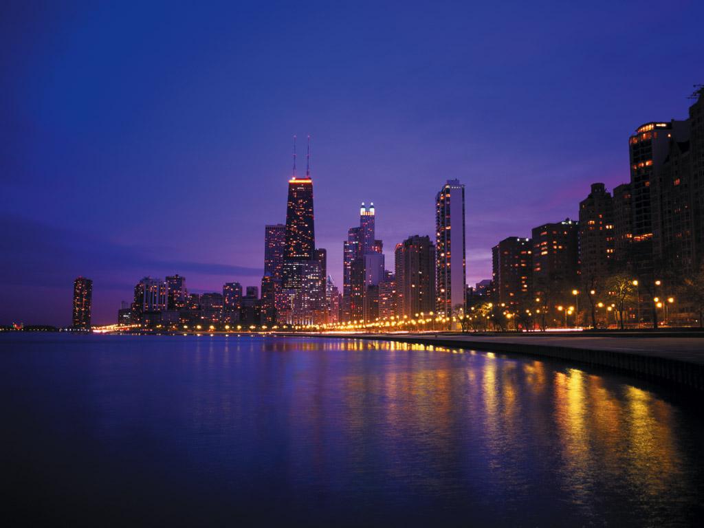 chicago skyline night time HD Wallpaper   City Town 118561