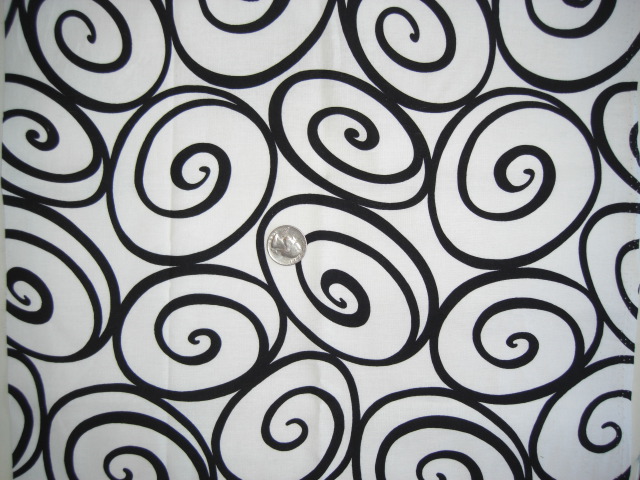 Black With White Swirl And Large Dots Ironwork Ivory