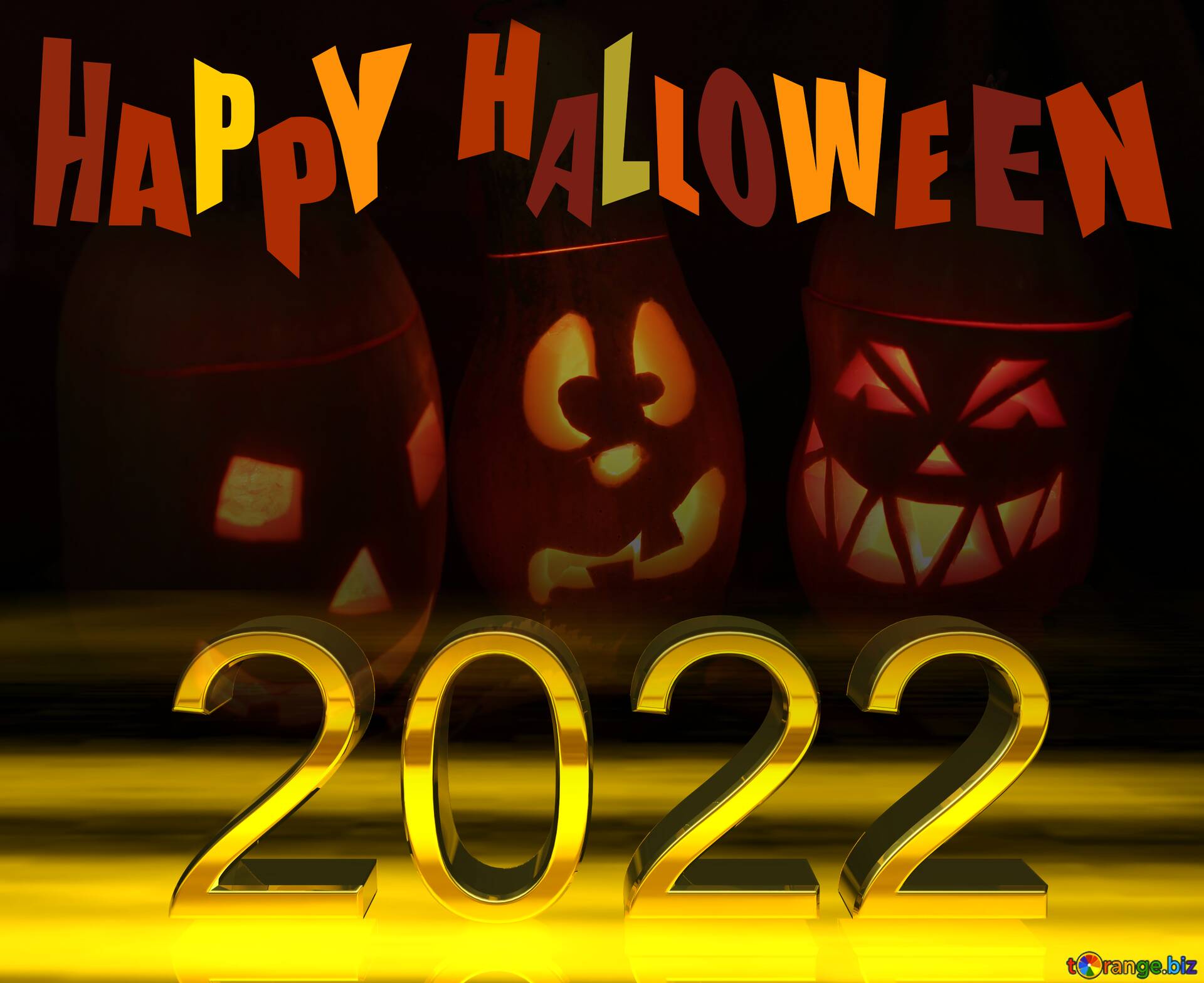 Download free picture Pumpkins 2022 happy Halloween 3d Digits on
