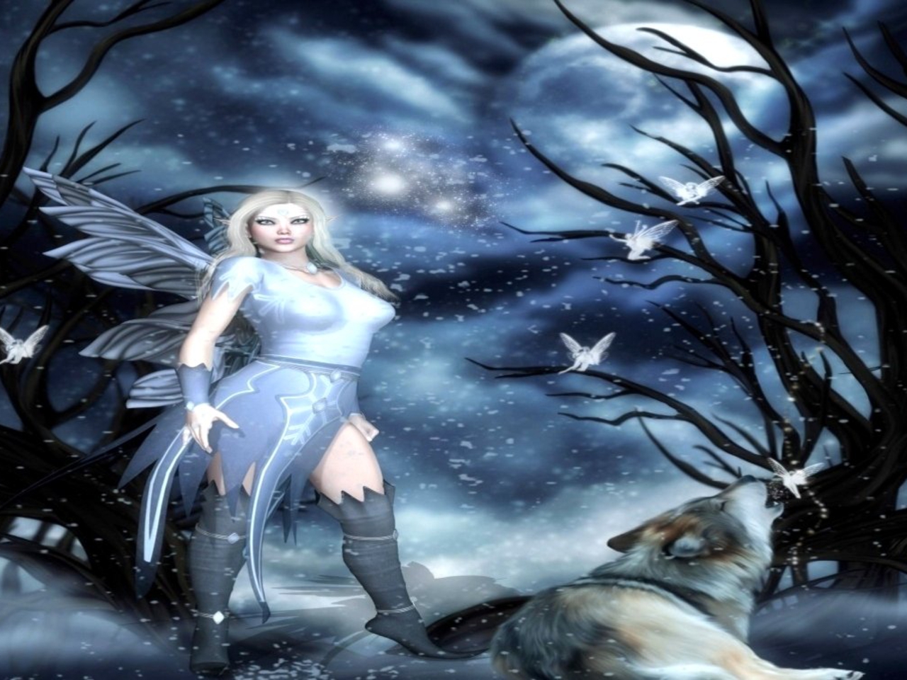 Wolf Fairy Wallpaper Background