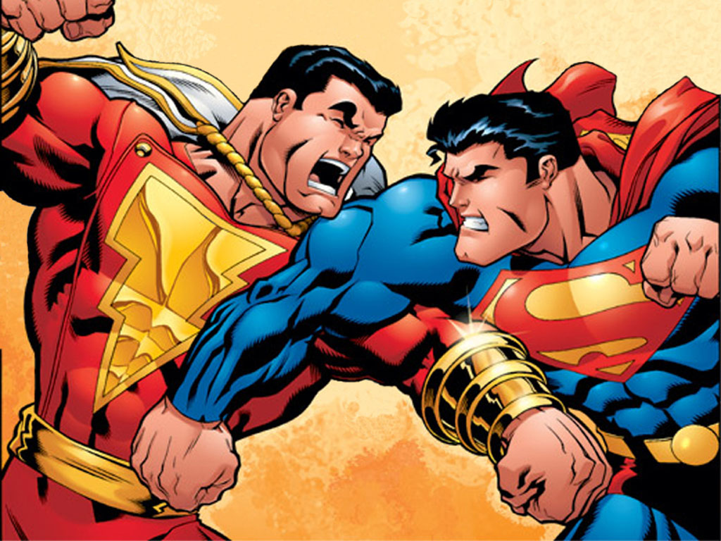 Marvel superhero wallpaper CAPTAIN MARVEL and SUPERMAN 1024x768