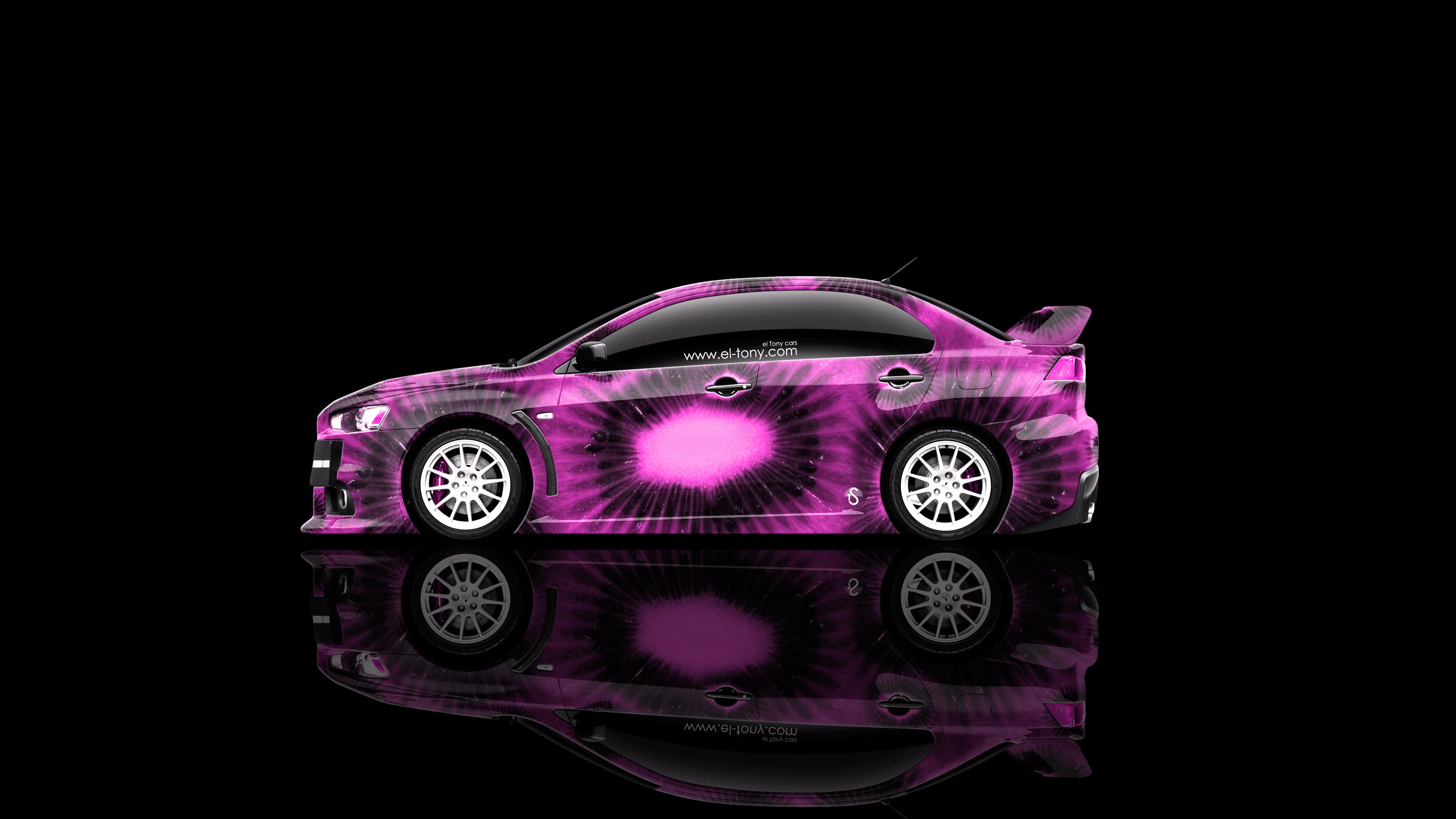 Lancer Evolution X Jdm Side Kiwi Aerography Car Pink Colors 4k