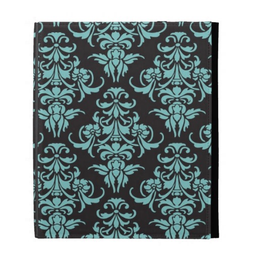 Damask Vintage Wallpaper Blue Girly Chic iPad Folio Cover