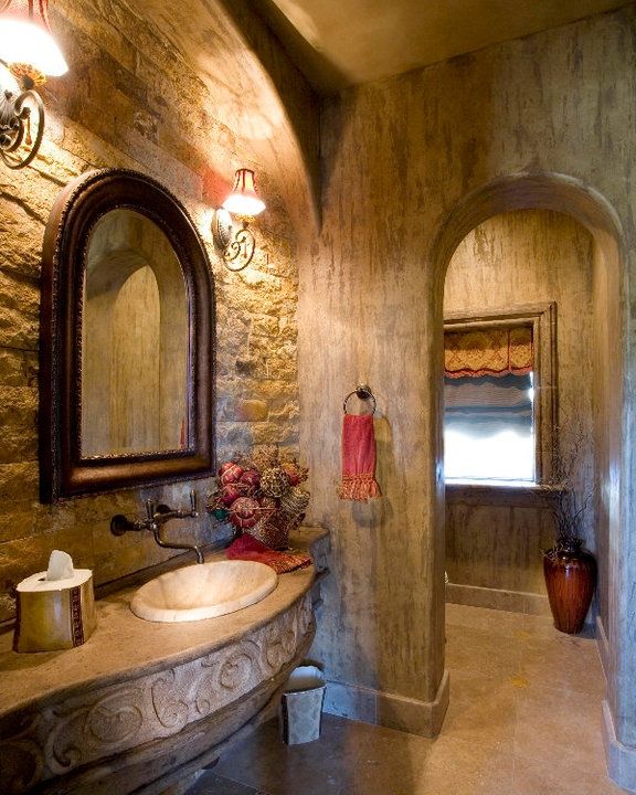 Old World Powder Room With An Feel Dazzling