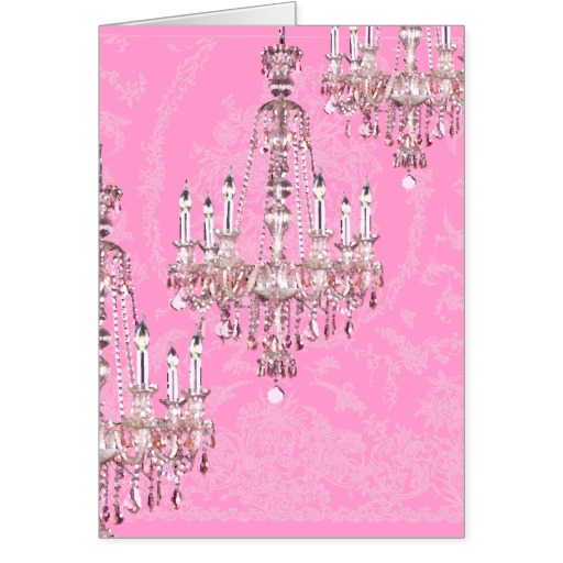 Chandelier Card Pink Sparkling French Chandeliers