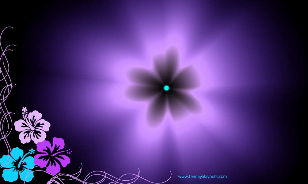 Blue And Purple Hawaiian Flowers Timeline Cover Background