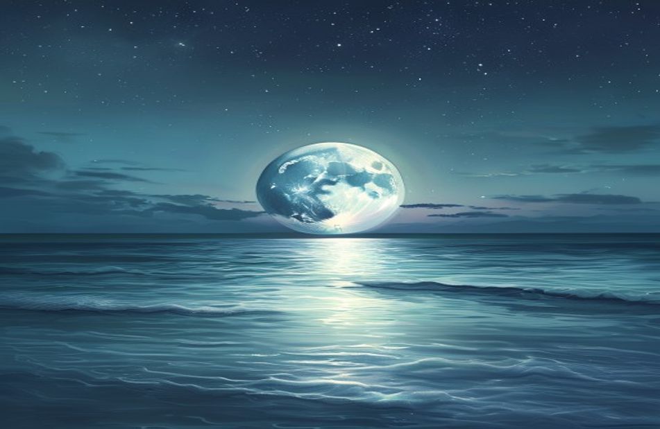 Moon Over Ocean Wallpaper