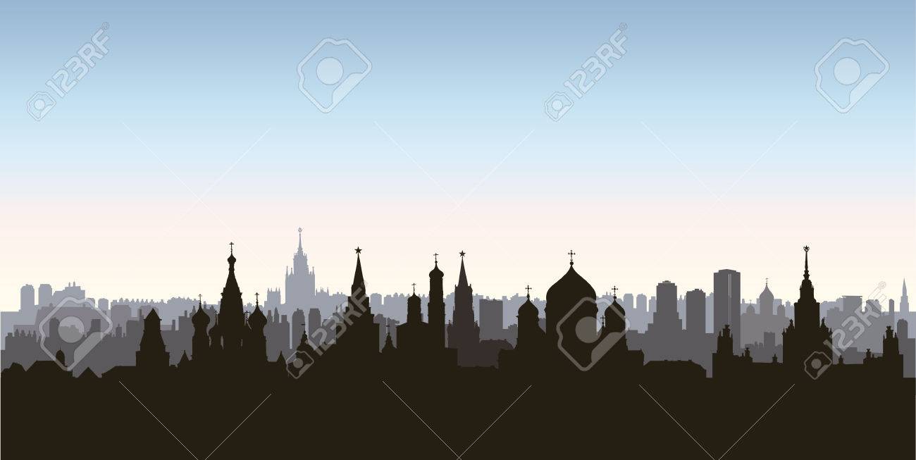 Moscow City Buildings Silhouette Russian Urban Landscape Moscow