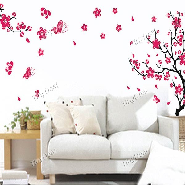 Removable Red Flowers Wall Stickers Wallpaper For Living Room HDs