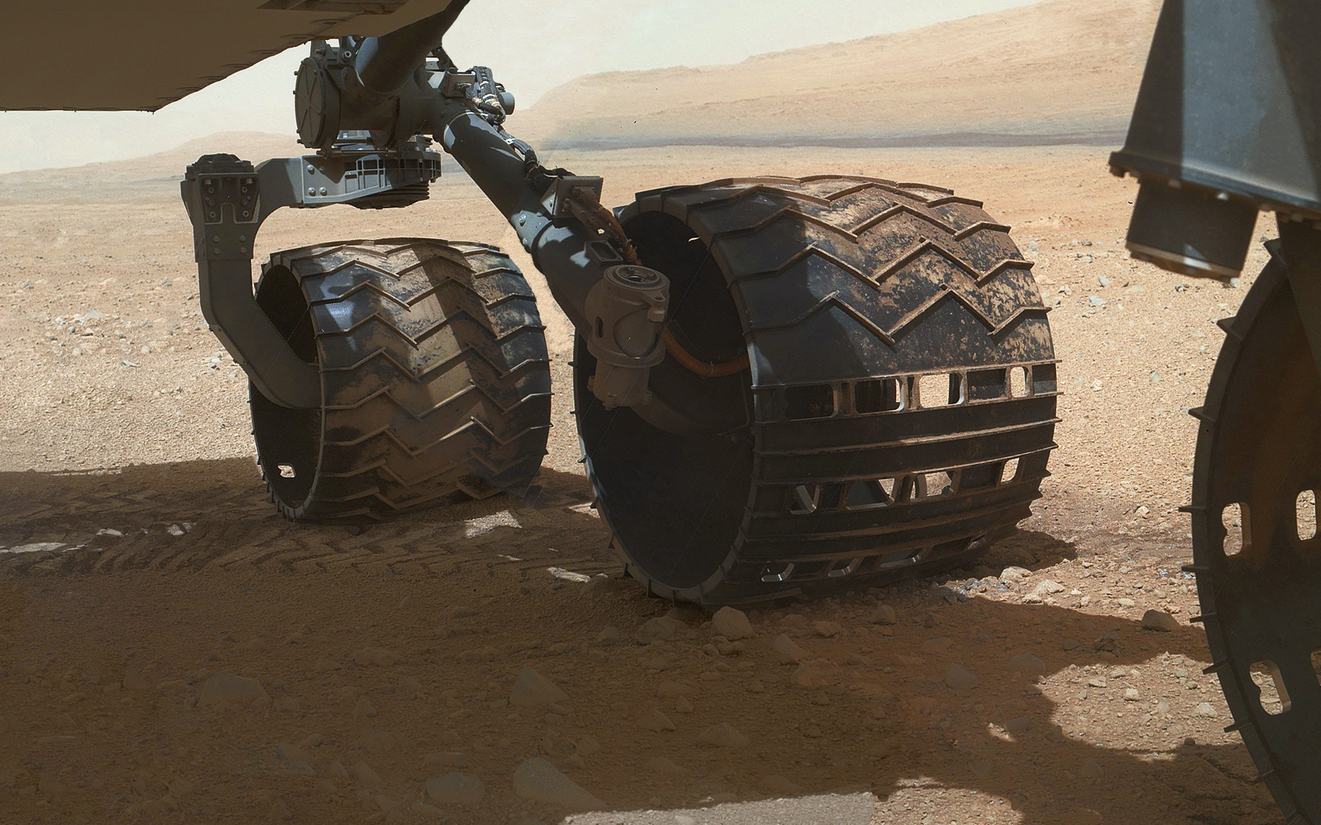 Curiosity Wheels On Mars Nasa Wallpaper
