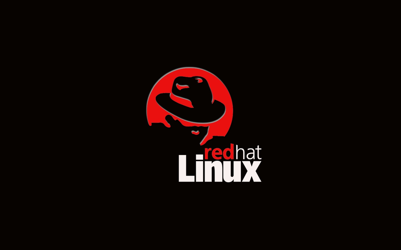 Red Hat Linux Black Background Technology Logo