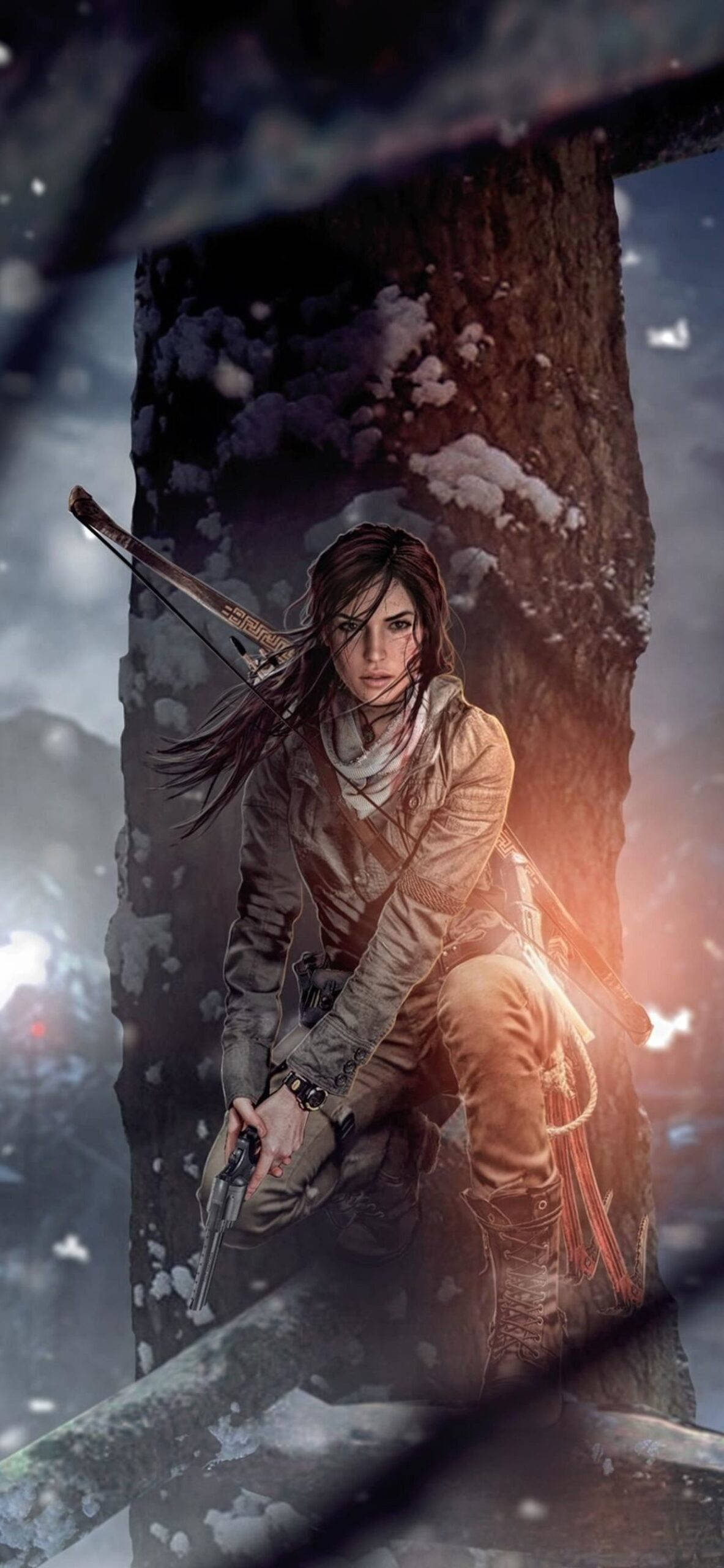 Lara On Fire Tomb Raider iPhone Wallpaper