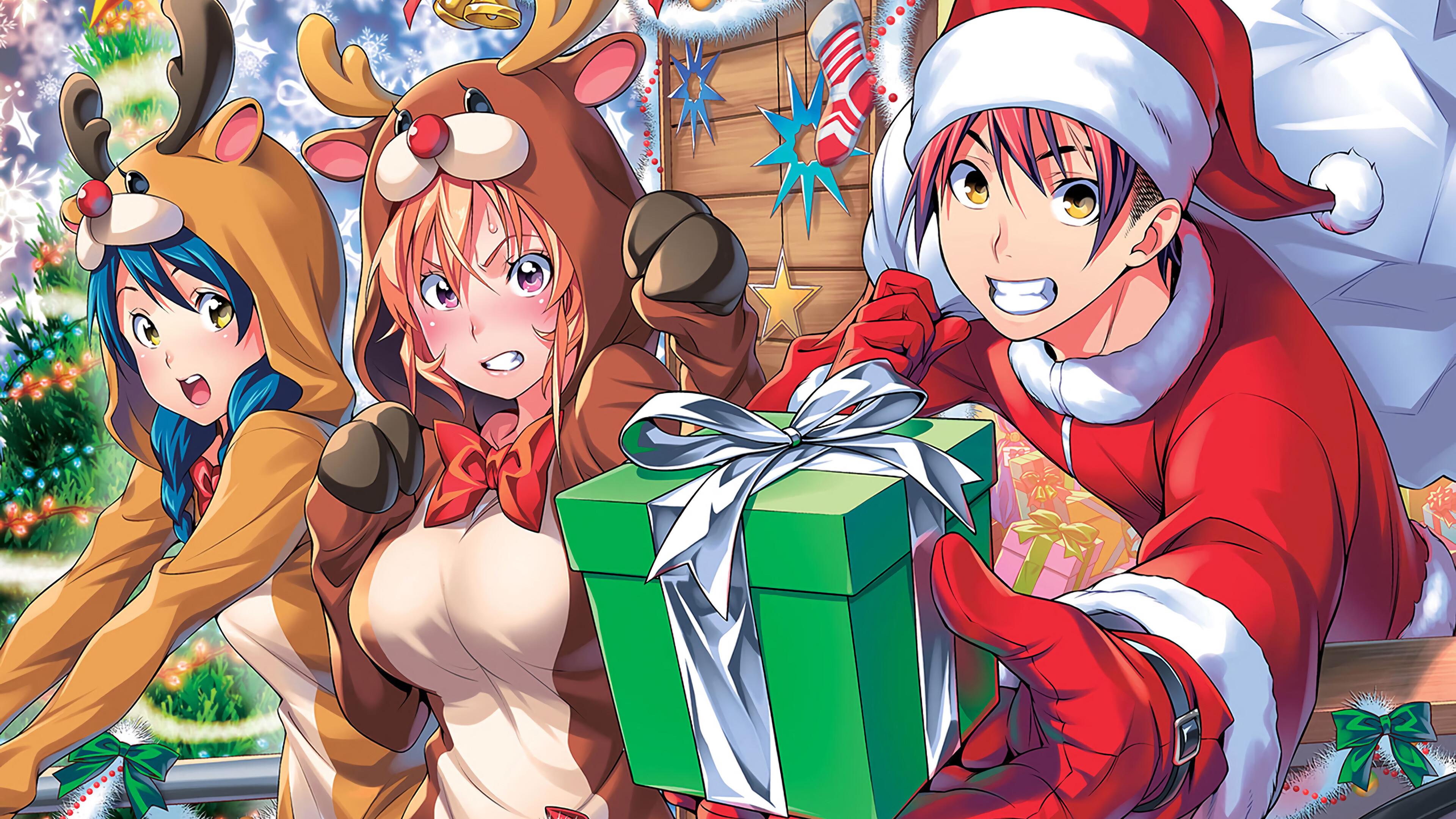 Food Wars Anime Christmas 4K Wallpaper