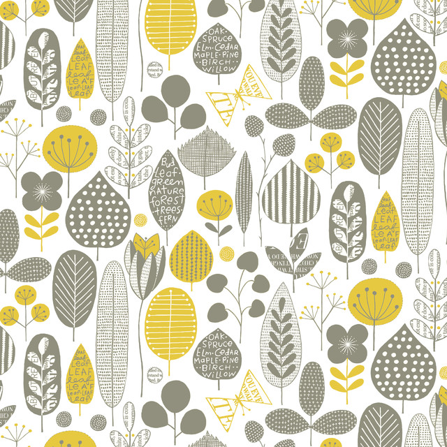 Meadow Wallpaper Roll Maize Smoky Gray Midcentury By