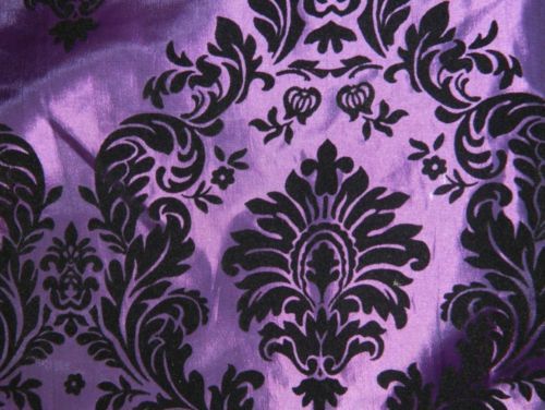 Flocked Taffeta Fabric High Quality Purple Black Flocking Damask